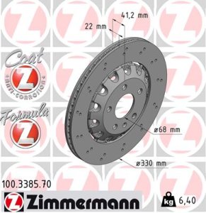 Tarcza hamulcowa ZIMMERMANN 100338570 8W0615601G  AUDI A5 RS5 QUATTRO  17- tył