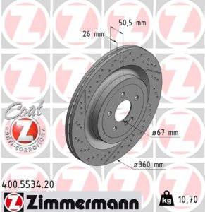 Tarcza hamulcowa ZIMMERMANN 400553420 2314230212 MERCEDES W222 S-KLASA  13- tył 