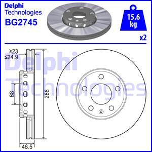 TARCZA HAMULCOWA DELPHI BG2745 4A0615301C AUDI A6  PASSAT *288