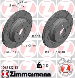 Tarcza hamulcowa ZIMMERMANN 400362253 2114230912 MERCEDES W211 E-KLASA  02-09 tył