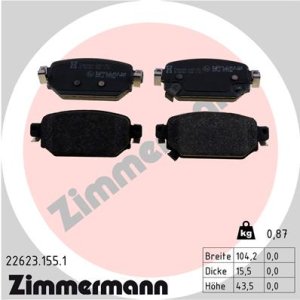 Klocki hamulcowe ZIMMERMANN 22623 155 1 BAY02643ZA MAZDA 3 (BM,BN) 13-19 TYŁ
