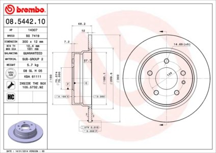 Tarcza hamulcowa BREMBO 08.5442.10 34211157360