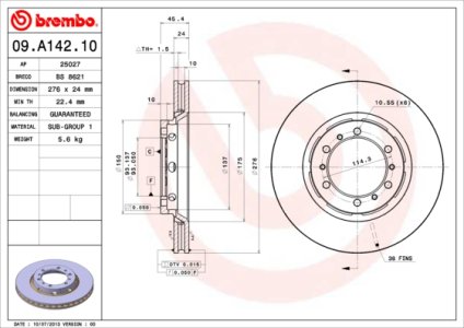 Tarcza hamulcowa BREMBO 09.A142.10 MB895730