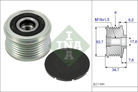 Sprzęgło alternatora INA 535022410 GM13285531