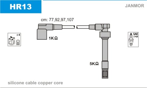 Przewody wysokiego napięcia komplet JANMOR HR13 