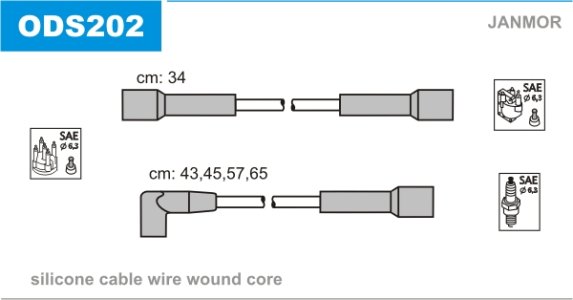 Przewody wysokiego napięcia komplet JANMOR ODS202 778