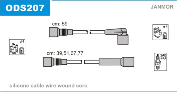 Przewody wysokiego napięcia komplet JANMOR ODS207 1612492
