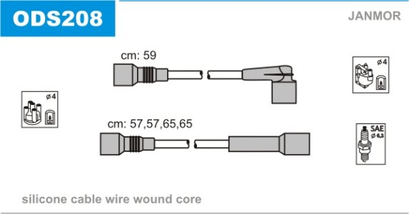 Przewody wysokiego napięcia komplet JANMOR ODS208 1612494