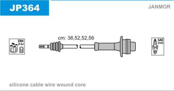 Przewody wysokiego napięcia komplet JANMOR JP364 
