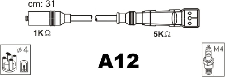Przewody wysokiego napięcia JANMOR A12 