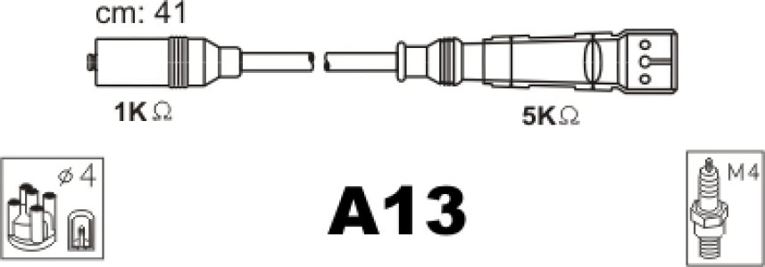 Przewody wysokiego napięcia JANMOR A13 