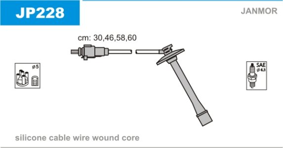 Przewody wysokiego napięcia komplet JANMOR JP228 9091922395