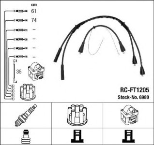 Przewody wysokiego napięcia komplet NGK RC-FT1205 