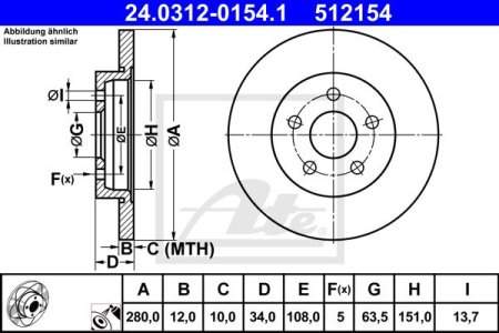Tarcza hamulcowa ATE 24.0312-0154 4098428