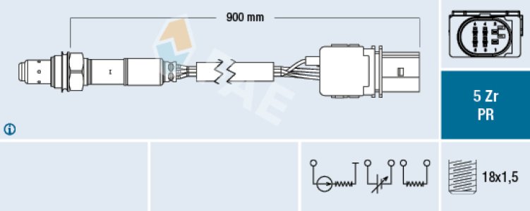 SONDA LAMBDA FAE 75032 06A906262CR AUDI VW