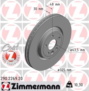 Tarcza hamulcowa ZIMMERMANN 290226920 T4A2342 JAGUAR XE  15- przód