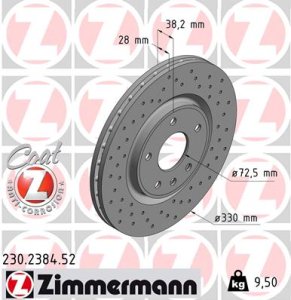 Tarcza hamulcowa ZIMMERMANN 230238452 K68192969AA FIAT FREEMONT  11