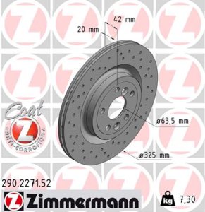 Tarcza hamulcowa ZIMMERMANN 290227152 T4A2061 JAGUAR XE  15- tył