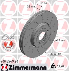 Tarcza hamulcowa ZIMMERMANN 400 5549 20 1774211000 MERCEDES W177 A-KLASA 18- PRZÓD