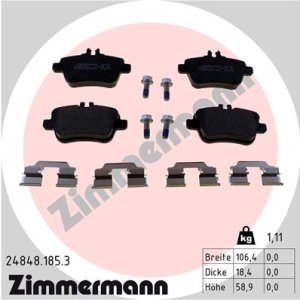 Klocki hamulcowe ZIMMERMANN 24848 185 3 0064202320 MERCEDES W246 B-KLASA 11-18 TYŁ