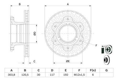 Tarcza hamulcowa BOSCH 0986479E47 6684230412 MERCEDES VARIO 96-13 tył