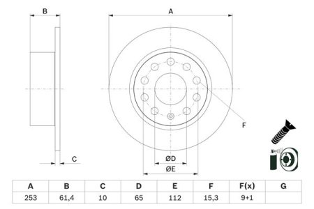 Tarcza hamulcowa BOSCH 0986479E00 5Q0615601C SKODA OCTAVIA III 17-20 tył