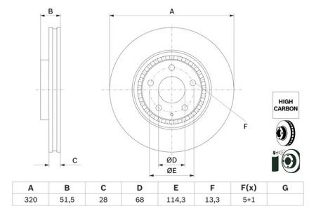 Tarcza hamulcowa BOSCH 0986479H02 TK7833251B MAZDA 6 18- przód