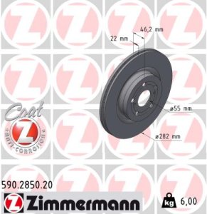 Tarcza hamulcowa ZIMMERMANN 590.2850.20 43512K0040 TOYOTA YARIS 20- przód