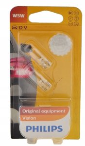 ŻARÓWKA W5W 12V PHILIPS 12961 B2 W5W CAŁOSZKLANA 2 SZT.