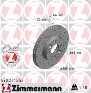 Tarcza hamulcowa ZIMMERMANN 470.2416.52 7701207795