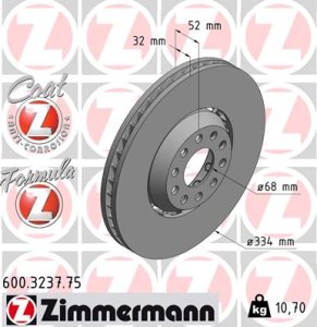 Tarcza hamulcowa ZIMMERMANN 600.3237.75 3B7615301B
