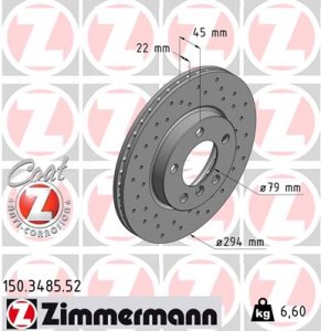 Tarcza hamulcowa ZIMMERMANN 150.3485.52 34119804828