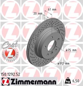 Tarcza hamulcowa ZIMMERMANN 150.1292.52 34212227177