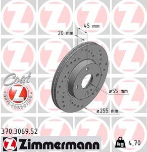 Tarcza hamulcowa ZIMMERMANN 370.3069.52 N0263325XC