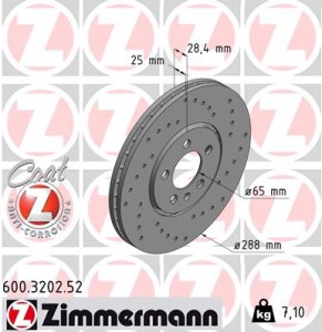 Tarcza hamulcowa ZIMMERMANN 600.3202.52 3A0615301A