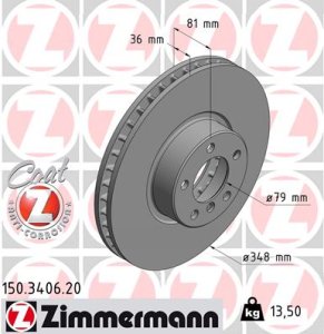 Tarcza hamulcowa ZIMMERMANN 150.3406.20 34116767353