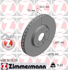 Tarcza hamulcowa ZIMMERMANN 400.3673.20 2104212312