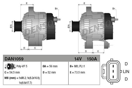 Alternator DENSO DAN1059 30659346