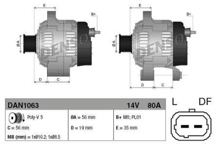 Alternator DENSO DAN1063 57055P