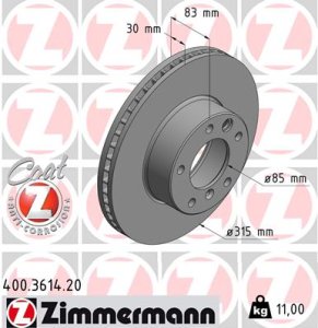 Tarcza hamulcowa ZIMMERMANN 400.3614.20 4634210012