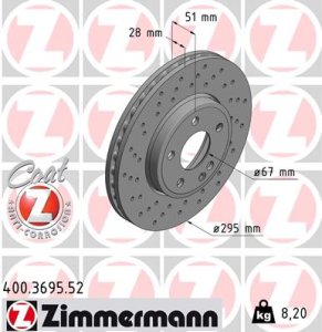 Tarcza hamulcowa ZIMMERMANN 400.3695.52 2464212412