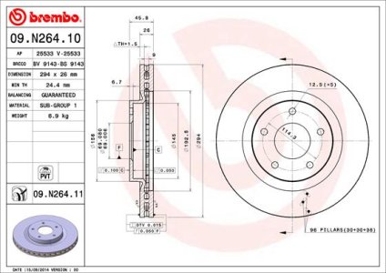 TARCZA HAMULCOWA BREMBO 09.N264.11 przód MITSUBISHI ASX  13