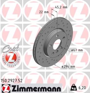 Tarcza hamulcowa ZIMMERMANN 150292752 34116866297 BMW 2 F45,F46  14- przód