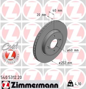 Tarcza hamulcowa ZIMMERMANN 540531220 55311M69P10 SUZUKI BALENO  16- przód