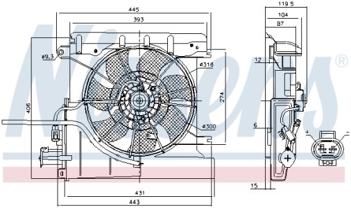 WENTYLATOR CHŁODNICY NISSENS 85939 1253G9 CITROEN
