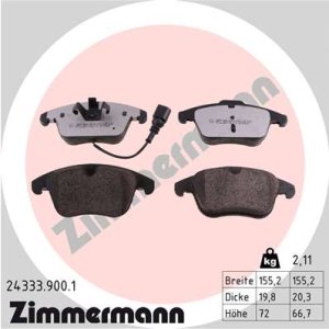 Klocki hamulcowe ZIMMERMANN 243339001 5N0698151 VW TIGUAN  07- przód