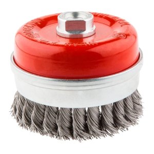 SZCZOTKA DRUCIANA DOCZOŁOWA WZMACNIANA 100 MM X M14, INOX