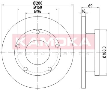 Tarcza hamulcowa KAMOKA 103202 1387152 tył FORD TRANSIT 06