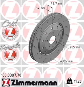 Tarcza hamulcowa ZIMMERMANN 100338770 8U0615301A AUDI Q3 RS 2,5 QUATTRO  13-18 przód
