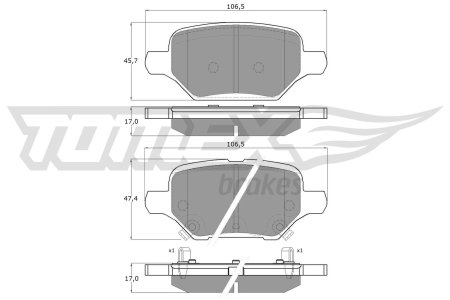 KLOCKI HAMULCOWE TOMEX brakes 1980 42539412 OPEL MOKKA 18- TYŁ